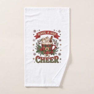 Have Cup Cheer Christmas Plaid Mug Hot Cocoa Snowm Hand Towel