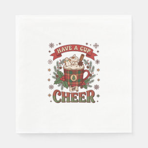 Have Cup Cheer Christmas Plaid Mug Hot Cocoa Snowm Napkin