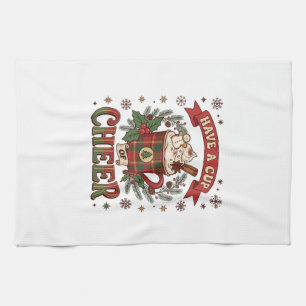 Have Cup Cheer Christmas Plaid Mug Hot Cocoa Snowm Tea Towel
