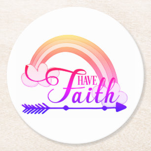 Have Faith Rainbow Round Paper Coaster