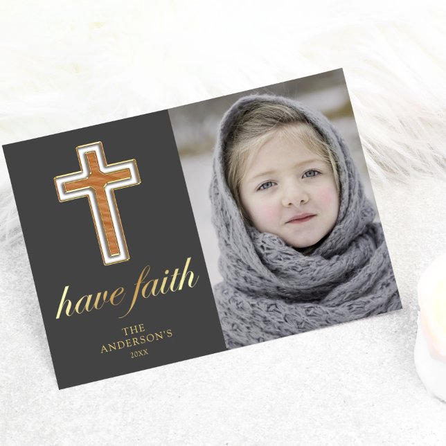 Have Faith | Religious Cross Christmas Photo Holiday Card (Creator Uploaded)