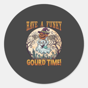 Have Funky Gourd Time Ghost Pumpkin Graveyard Classic Round Sticker