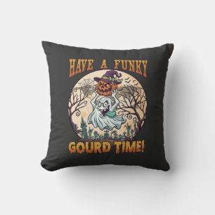 Have Funky Gourd Time Ghost Pumpkin Graveyard Cushion