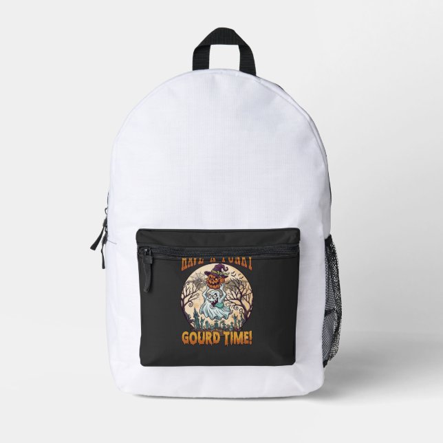 Have Funky Gourd Time Ghost Pumpkin Graveyard Printed Backpack (Front)