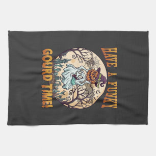 Have Funky Gourd Time Ghost Pumpkin Graveyard Tea Towel