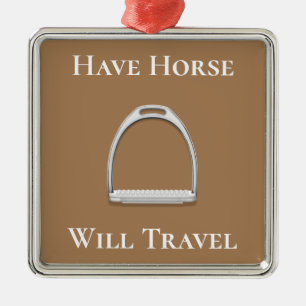 "Have Horse Will Travel" English Stirrup Brown Metal Ornament