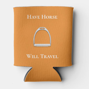 "Have Horse Will Travel" Equestrian Orange Can Cooler