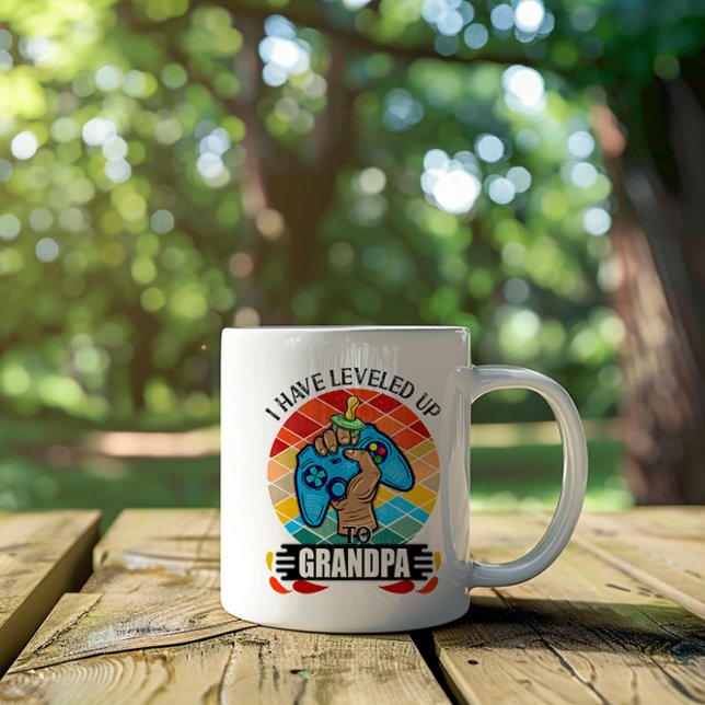 Have Leveled Up to Grandpa, Pregnancy Announcement Coffee Mug (I Have Leveled Up to Grandpa Mug)