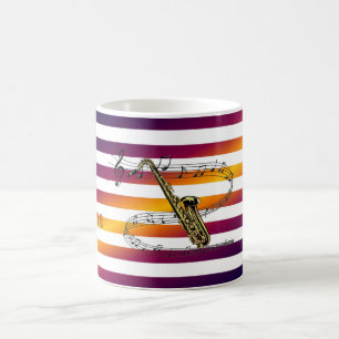 Have Saxophone ~ Will Travel ~ Musical Stripes ~ Coffee Mug