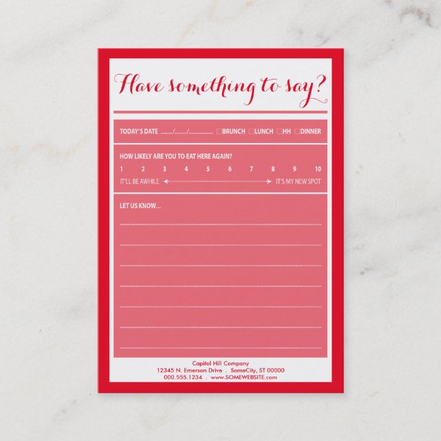 have something to say comment card (Front)