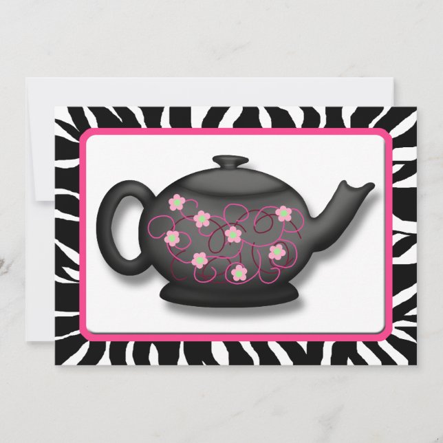 Have Tea With Me ~ Chic Zebra Print Invitations (Front)