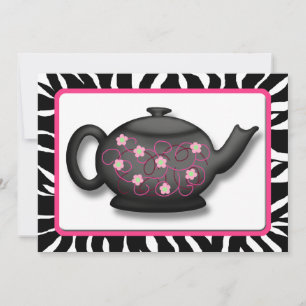 Have Tea With Me ~ Chic Zebra Print Invitations