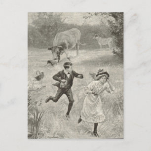 Have to run, antique image postcard