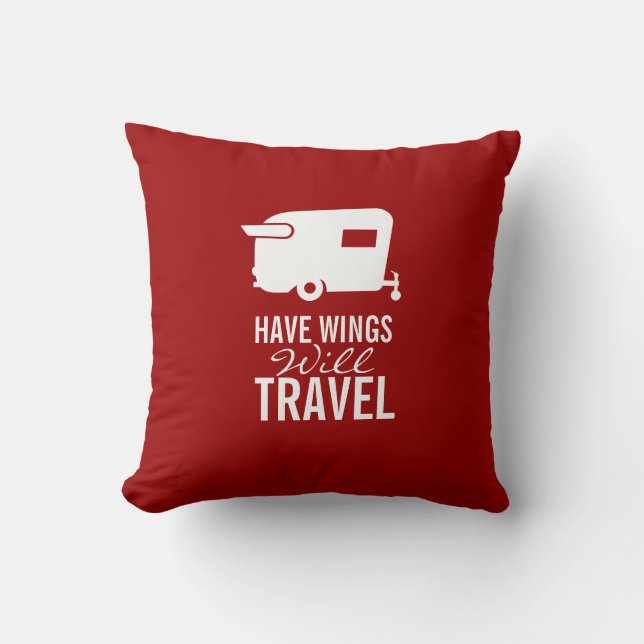 Have Wings Will Travel - Shasta Camper Trailer Cushion (Front)