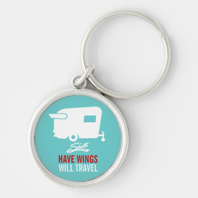 Have Wings Will Travel - Shasta Camping Keychain (Front)