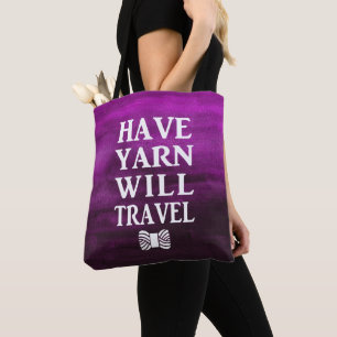 Have Yarn Will Travel • Purple Watercolor Texture Tote Bag