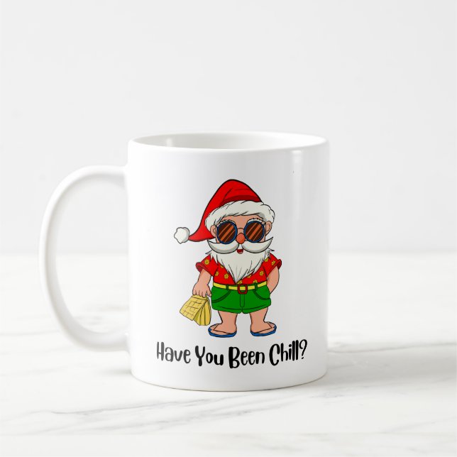 Have You Been Chill? Christmas Santa in Beach Vibe Coffee Mug (Left)