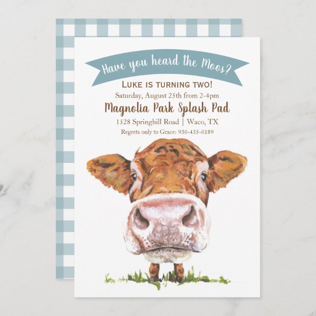 Have You Heard The Moos Cow Birthday Invitation (Front/Back)