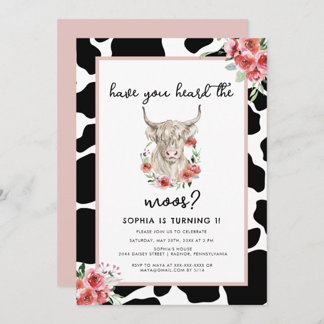 Have You Heard the Moos Cow Birthday Invitation (Front/Back)