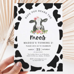 Have You Heard The Moos Cow Girl 2nd Birthday Invitation