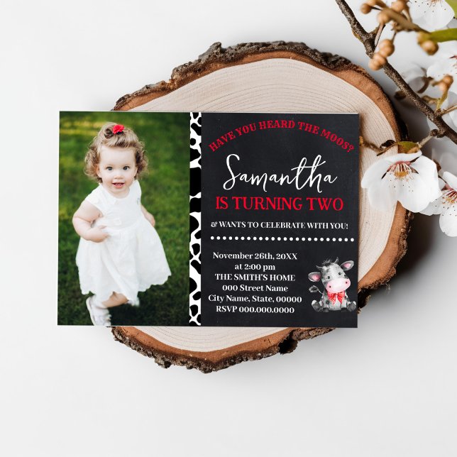 Have You Heard the Moos Cow Red Farm Birthday Invitation (Creator Uploaded)