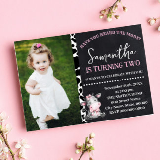 Have You Heard the Moos Pink Cow Birthday Invitation