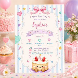 Have Your Cake and Eat it Two 2nd Birthday Invitation