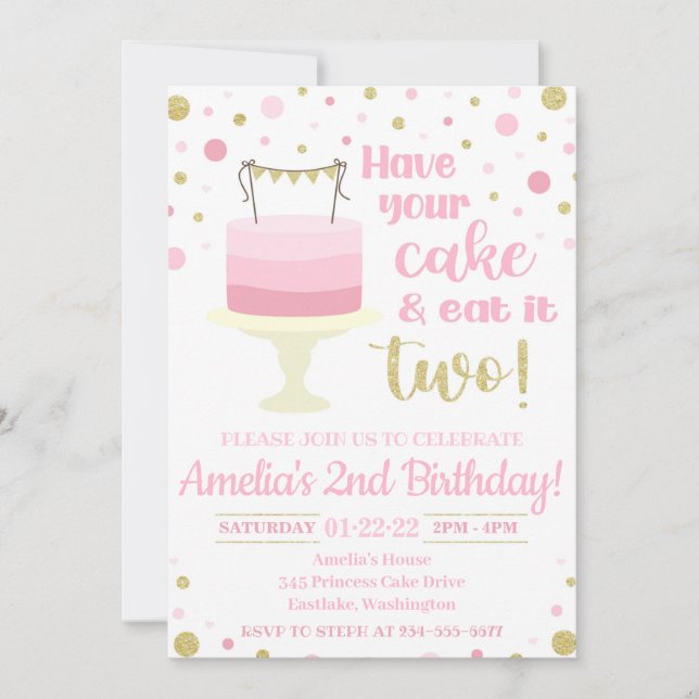 Have Your Cake and Eat It Two Invitation (Front)