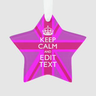 Have Your Keep Calm Text on Pink Union Jack Ornament
