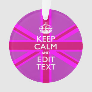 Have Your Keep Calm Text on Pink Union Jack Ornament