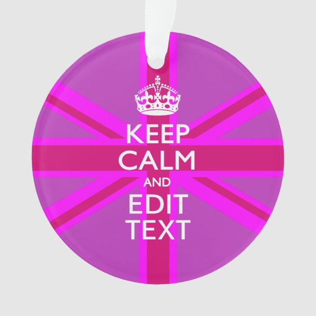 Have Your Keep Calm Text on Pink Union Jack Ornament (Front)
