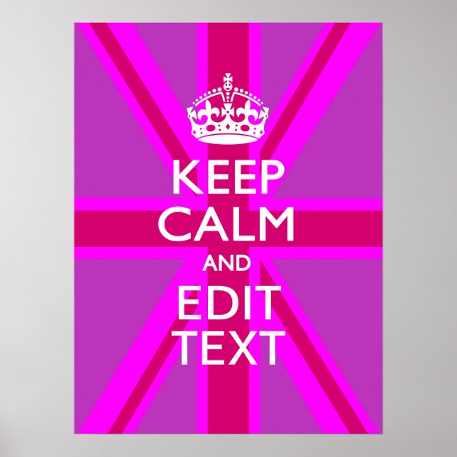Have Your Keep Calm Text on Pink Union Jack Poster (Front)