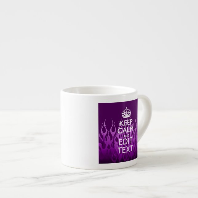 Have Your Text Keep Calm on Purple Racing Flames Espresso Cup (Front Right)