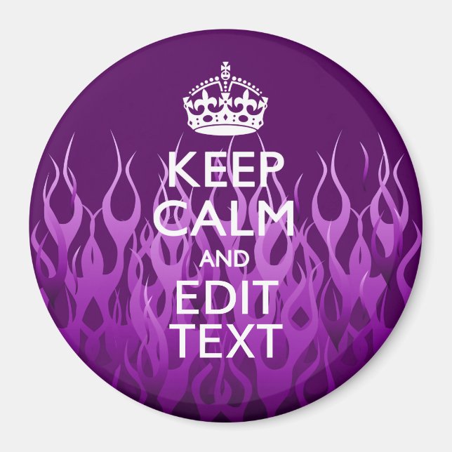 Have Your Text Keep Calm on Purple Racing Flames Magnet (Front)