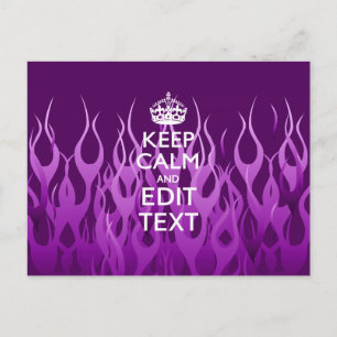 Have Your Text Keep Calm on Purple Racing Flames Postcard
