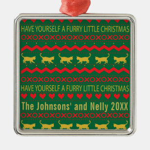 Have Yourself a Furry Little Christmas Cats Metal Ornament