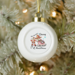 Have Yourself A Groovy LittleW Christmas Ceramic Ball Christmas Ornament
