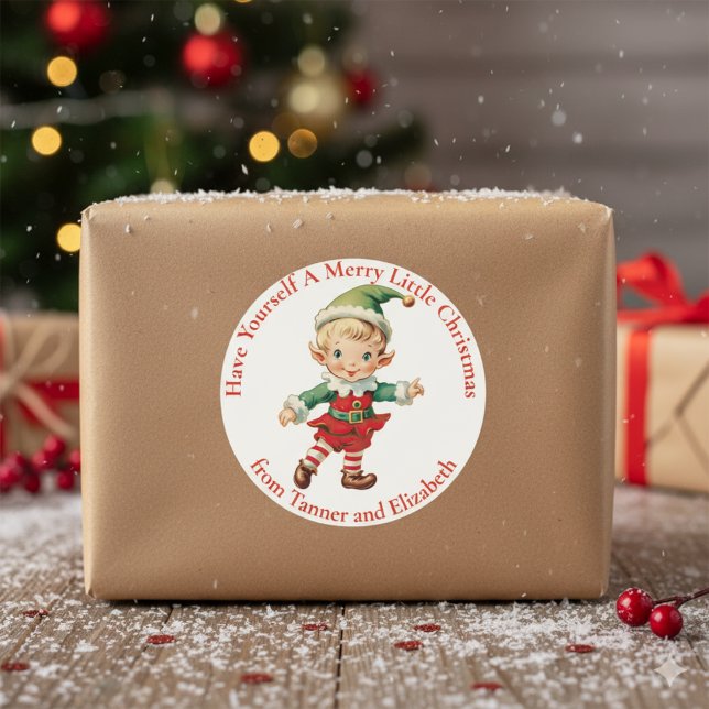 Have Yourself A Merry Christmas Elf Custom Classic Round Sticker (Have Yourself A Merry Christmas Elf Custom Classic Round Sticker)