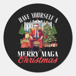 Have Yourself A Merry Christmas Santa Funny Trump Classic Round Sticker