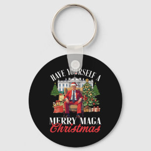Have Yourself A Merry Christmas Santa Funny Trump Key Ring