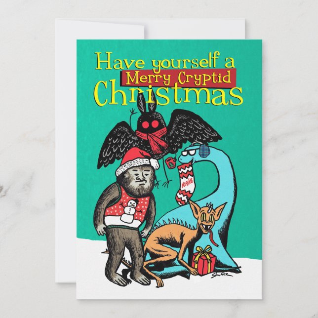 Have Yourself a Merry Cryptid Christmas Card (Front)