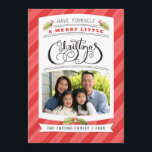Have Yourself A Merry Little Christmas Photo Cards<br><div class="desc">Hand lettered "christmas" with your photo,  hand painted watercolor holly and background stripes.</div>