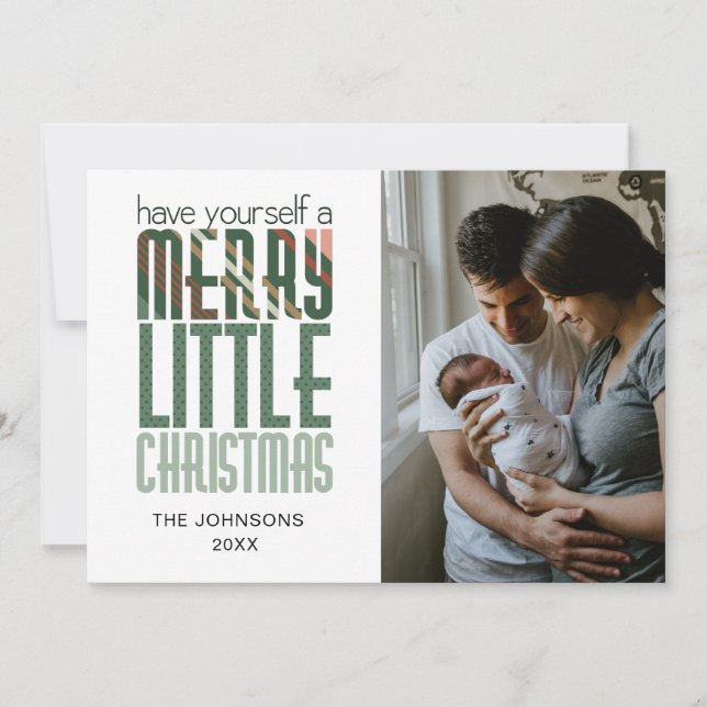 Have Yourself a Merry Little Christmas Photo Plaid Holiday Card (Front)