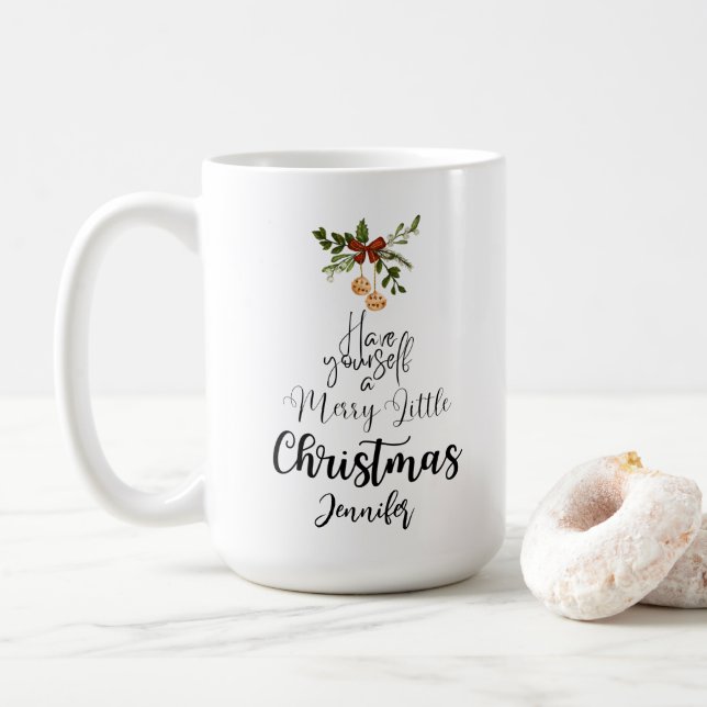 Have Yourself A Merry Little Christmas Simple Coffee Mug (With Donut)