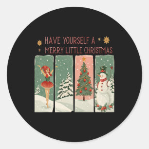 Have Yourself A Merry Little Christmas Snowy Scene Classic Round Sticker