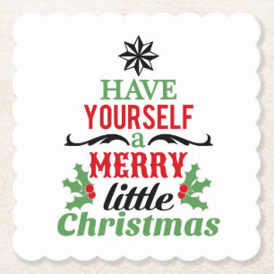 Have Yourself a Merry Little Christmas Topography Paper Coaster