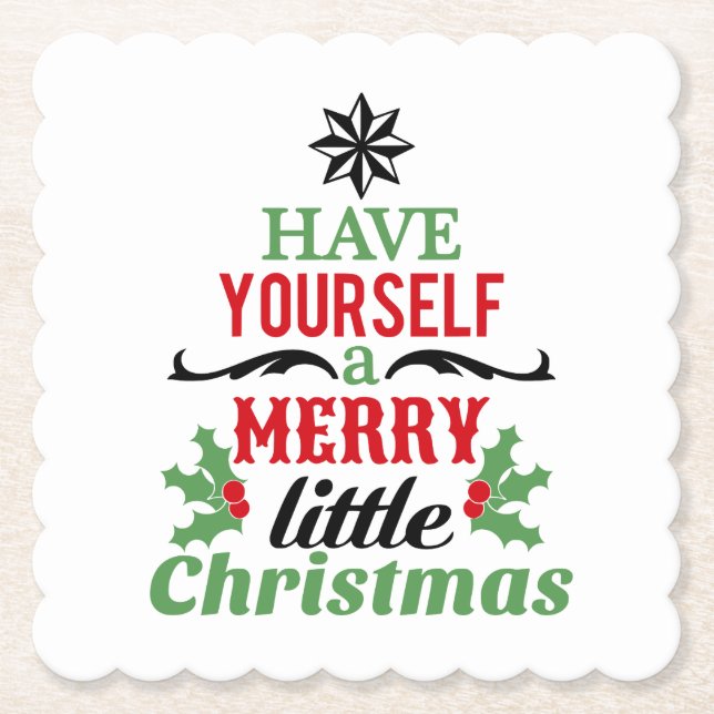 Have Yourself a Merry Little Christmas Topography Paper Coaster (Front)