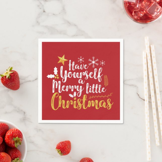 Have yourself a Merry Little Christmas typography Napkin (Insitu)