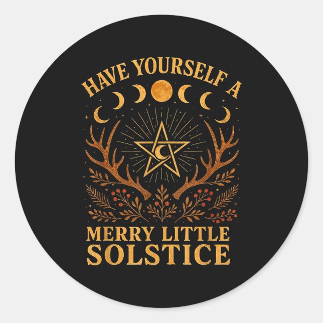 Have Yourself A Merry Little Solstice Witchcore  Classic Round Sticker (Front)