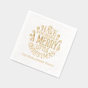 “Have Yourself a Merry Little Xmas”, Family Name Foil Napkins